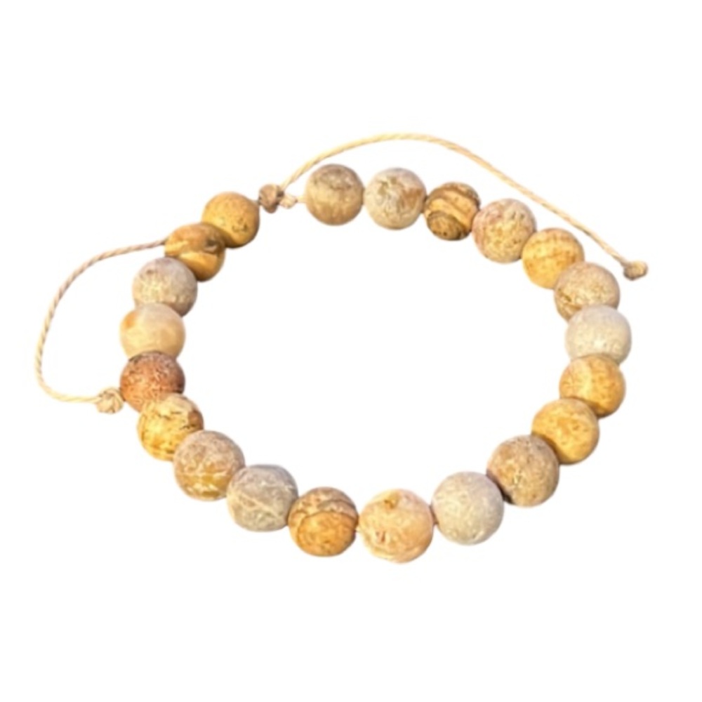 NWOT Dreamy Neutral Crystal Druzy Stone Beaded Slider Mala Bracelet